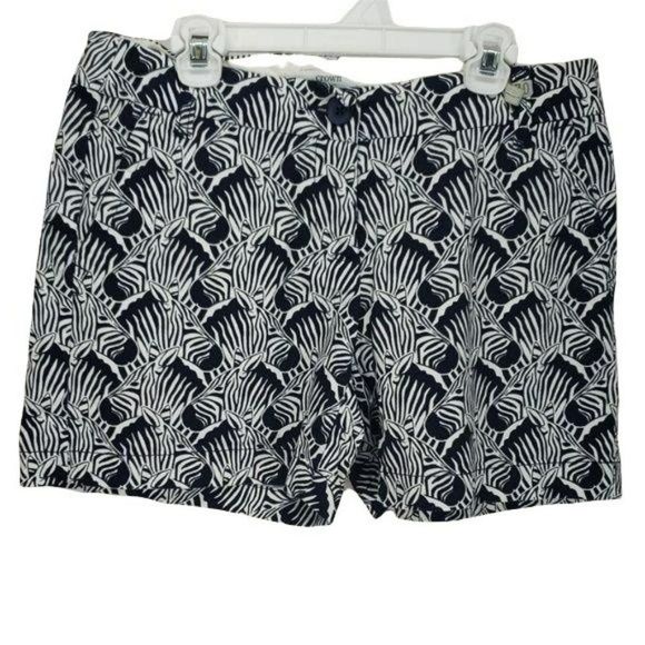 Crown & Ivy zebra animal print shorts size 2 black white Business travel - Picture 1 of 7